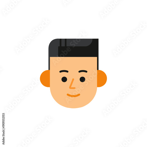 Minimalist Male Face Icon with Flat Design Style