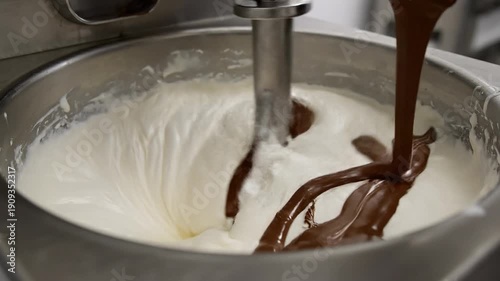 Close Up of Ice Cream Mixing Machine Operating