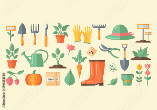 Vector illustration of spring season element decorations