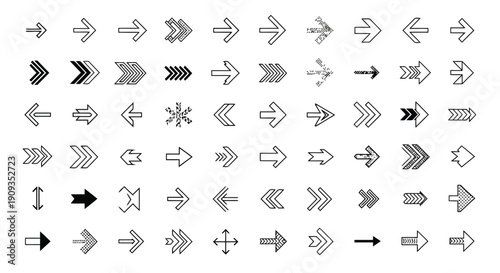 Vector Illustration Collection of Various Arrow Designs and Styles