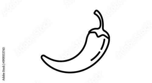 Simple Line Drawing of a Chili Pepper