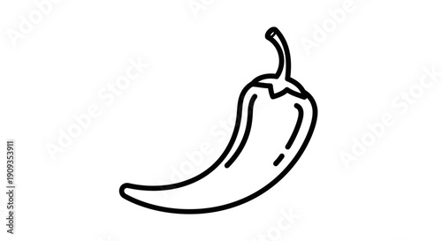 Simple Line Drawing of a Chili Pepper