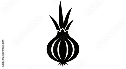 Onion with Slice Black Silhouette Icon