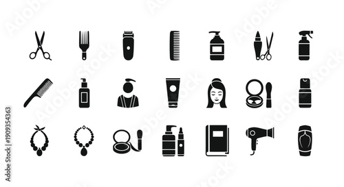Vector Illustration of Beauty and Haircare Icons Set