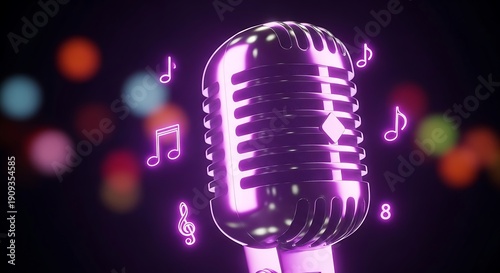 Music Performance Concept With Luminous Microphone