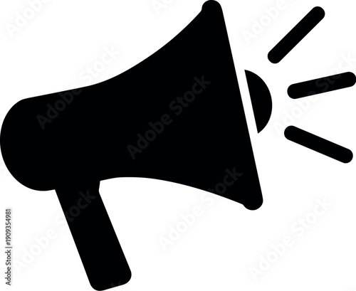 Megaphone Bullhorn Icon Vector Silhouette Black and White Cricut Design