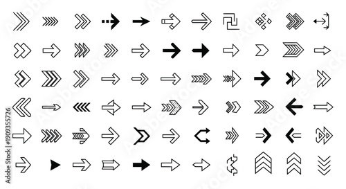 Vector Illustration Collection of Various Arrow Symbols and Icons