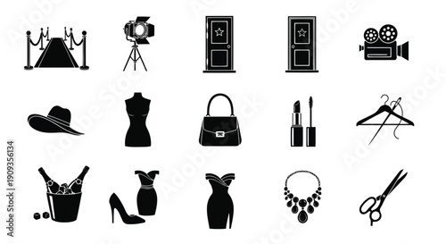 Vector Illustration of Fashion and Glamour Icons for Design Projects