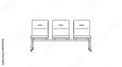Vector Illustration of Three Modern Chairs in a Row