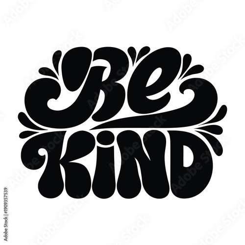 Vintage Inspired �Be Kind� Logo Design with Floral Accents and Retro Aesthetic Style