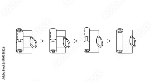Step-by-step illustration of rolling a yoga mat for storage or transport