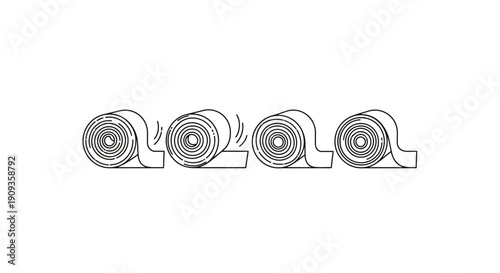 Rolls of Toilet Paper Unrolling, Bathroom Supplies, Hygiene Concept