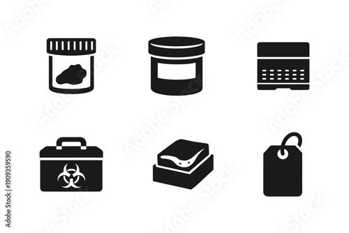 Vector illustration of various containers and items for packaging, storage, and labeling