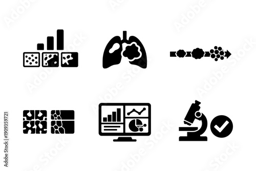Vector illustration of medical research, cellular analysis, and diagnostic tools