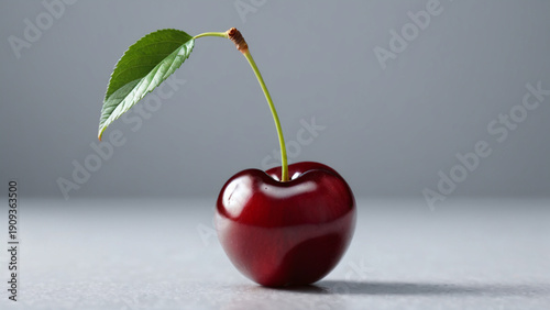 A ruby drop of summer suspended in a silent grey infinity