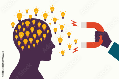 A creative person with innovative ideas being attracted by inspiration