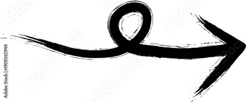 Brush-stroke black arrow outline