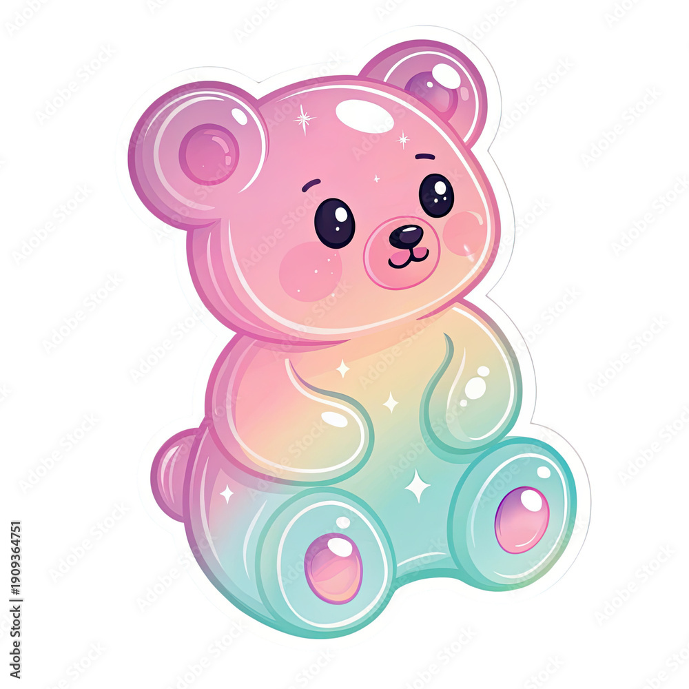 Fototapeta premium kawaii pastel teddy bear with glossy sparkles