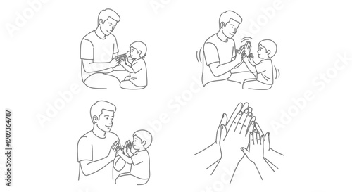 Father and Son Playing Pat-a-Cake, Bonding, Childhood Fun, Family Activity