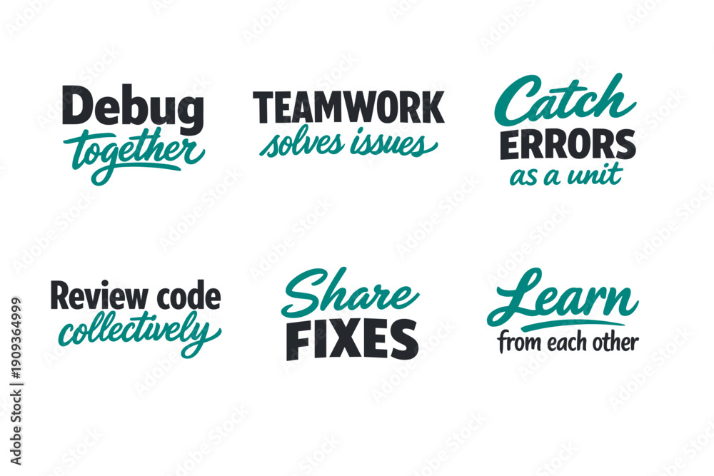 Obraz premium Collaborative software development phrases highlighting teamwork and problem solving