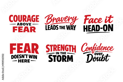 Inspirational quotes on courage and strength with bold typography