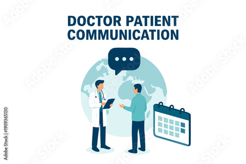 A vector graphic illustration of a doctor and patient communicating effectively