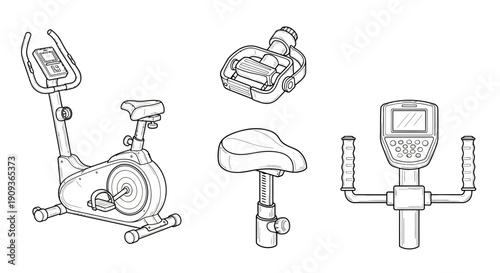 Exercise Bike Components and Assembly Diagram