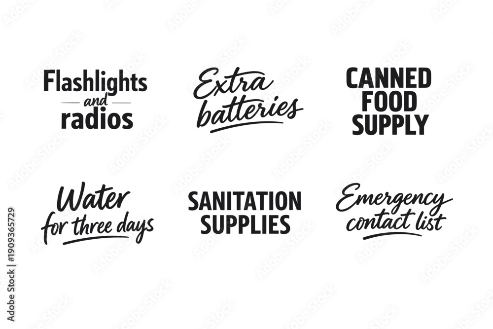 Fototapeta premium Essential emergency kit checklist for disaster preparedness