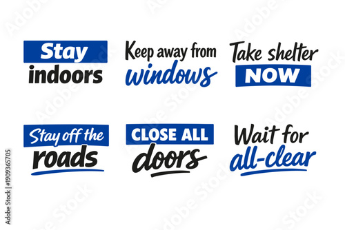 Emergency safety instructions: indoor shelter and precautionary measures