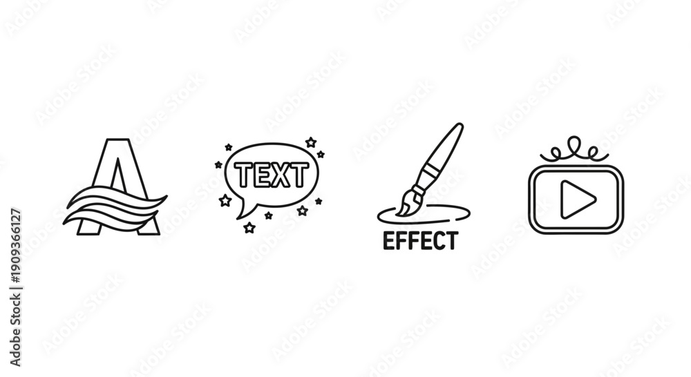 Fototapeta premium Creative Design Icons: Typography, Text, Effects, and Video Play Button