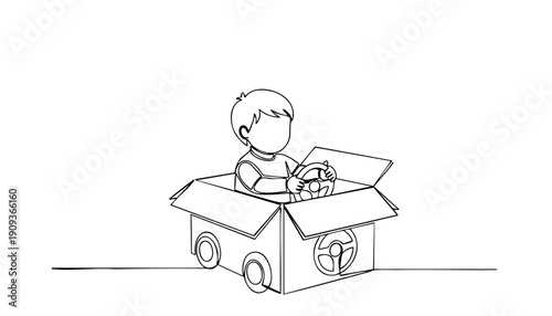 Abstract Continuous Single Line Art of a Mountain Landscape with a Rising Sun Symbol