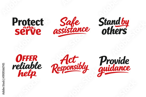 Empowering slogans promoting safety and support in bold typography