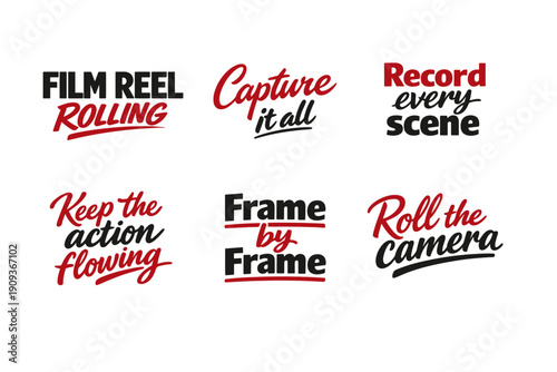 Film reel logos: capture, record, and roll with bold typography