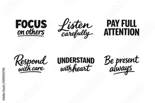 Inspirational phrases promoting empathy and mindfulness