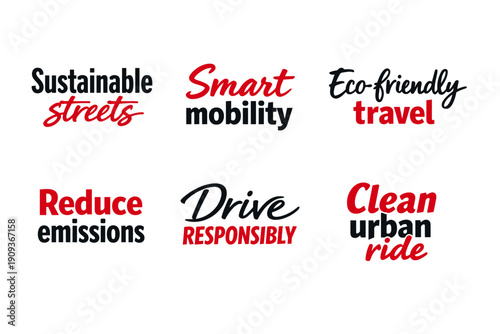 Sustainable urban mobility slogans on eco-friendly transportation