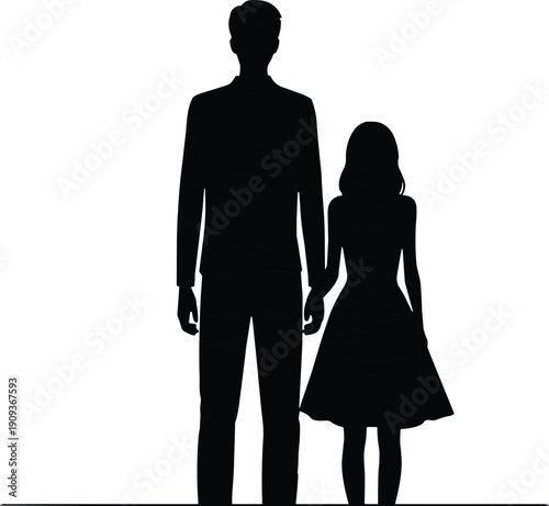 Couple Silhouette Gradient Love Romance Romantic Relationship Togetherness Minimal Vector Illustration Abstract Red Black Valentine Mood Emotional Connection Standing People