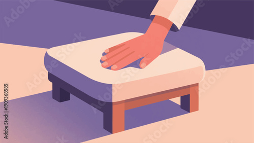 Illustration Of A Person's Hand Pressing On A Seat Cushion Vector Design Template