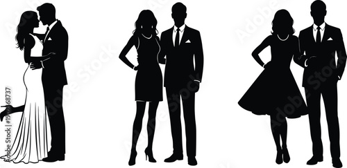 couple, couples, love, romance, romantic, wedding, bride, groom, silhouette, silhouettes, people, relationship, partner, partners, fashion, elegant, formal, dress, suit, black