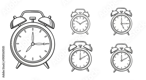 Vintage Alarm Clocks Collection: Retro Timekeeping Icons