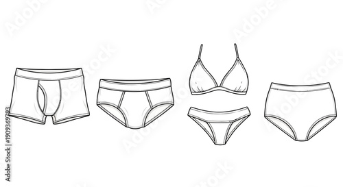 Underwear Collection: Boxer Briefs, Briefs, Bikini Set, and High-Waisted Panties