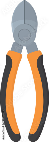 Illustration of metal cutting pliers. Practical workshop tool isolated on white