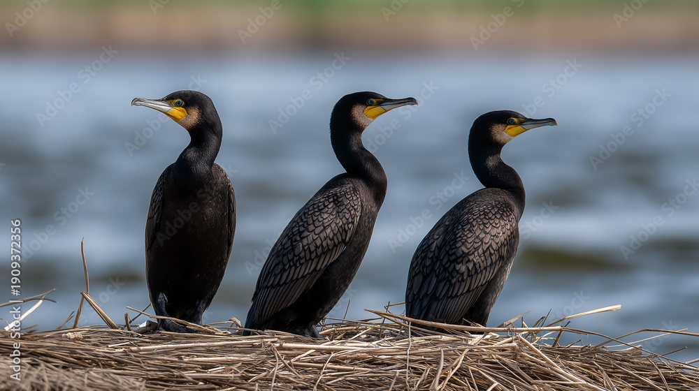 Fototapeta premium Cormorants in the nest.