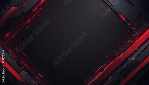 Abstract futuristic black and red gaming background with geometric esports shapes, modern vector design for game banners, sports posters, and cyber wallpapers