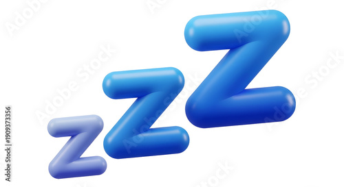 Three dimensional blue stylized zzz icons indicating sleep or rest