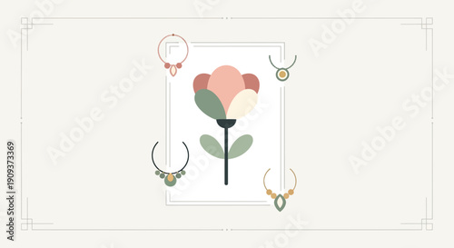 Minimalist Floral Necklace Art: Abstract Flower and Jewelry Design