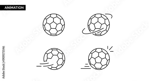 Soccer Ball Animation Icons: Spin, Motion Blur, Swirl, Speed Lines