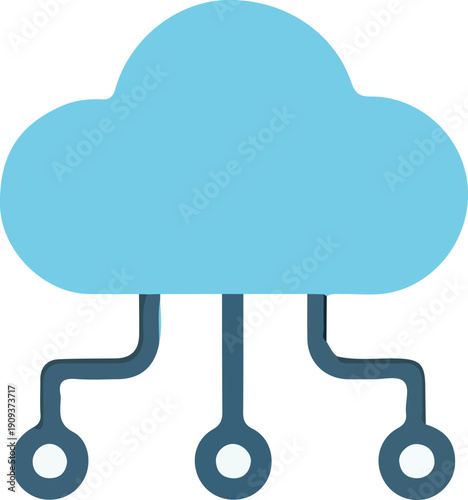 Modern Cloud Computing Icon with Circuit Connections