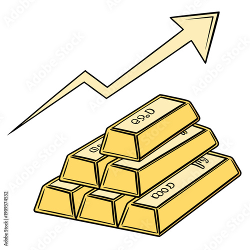 Gold bars stacked with rising arrow gold bullion stacked gold