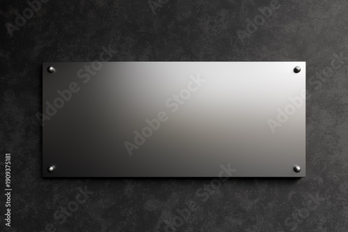Canvas Print Blank metal wall sign mock up, Office rectangle signage