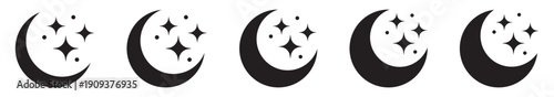 Crescent Moon and Star Icons for Space, Night, Cosmic and Dream Design